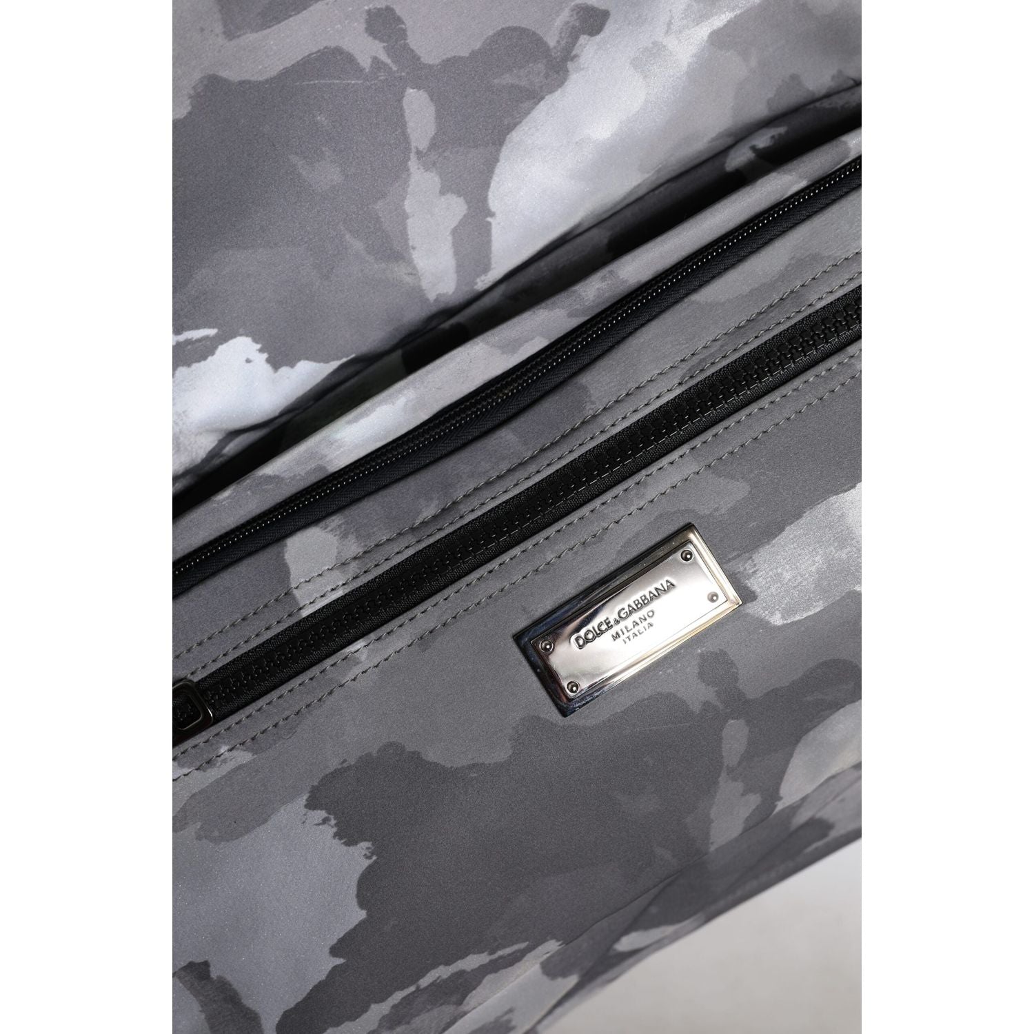 Dolce & Gabbana Gray Camo Cotton Multiple Compartments Tote Bag