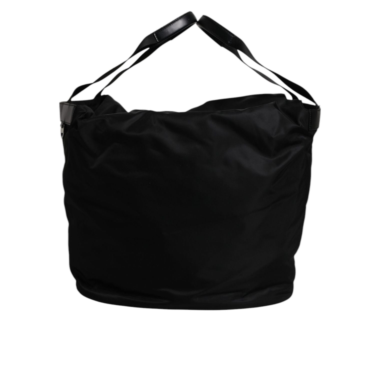 Dolce & Gabbana Black Nylon White Iconic Logo Shoulder Bucket Bag