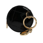 Dolce & Gabbana Black Lamb Leather DG Crystal Round Coin Purse Wallet