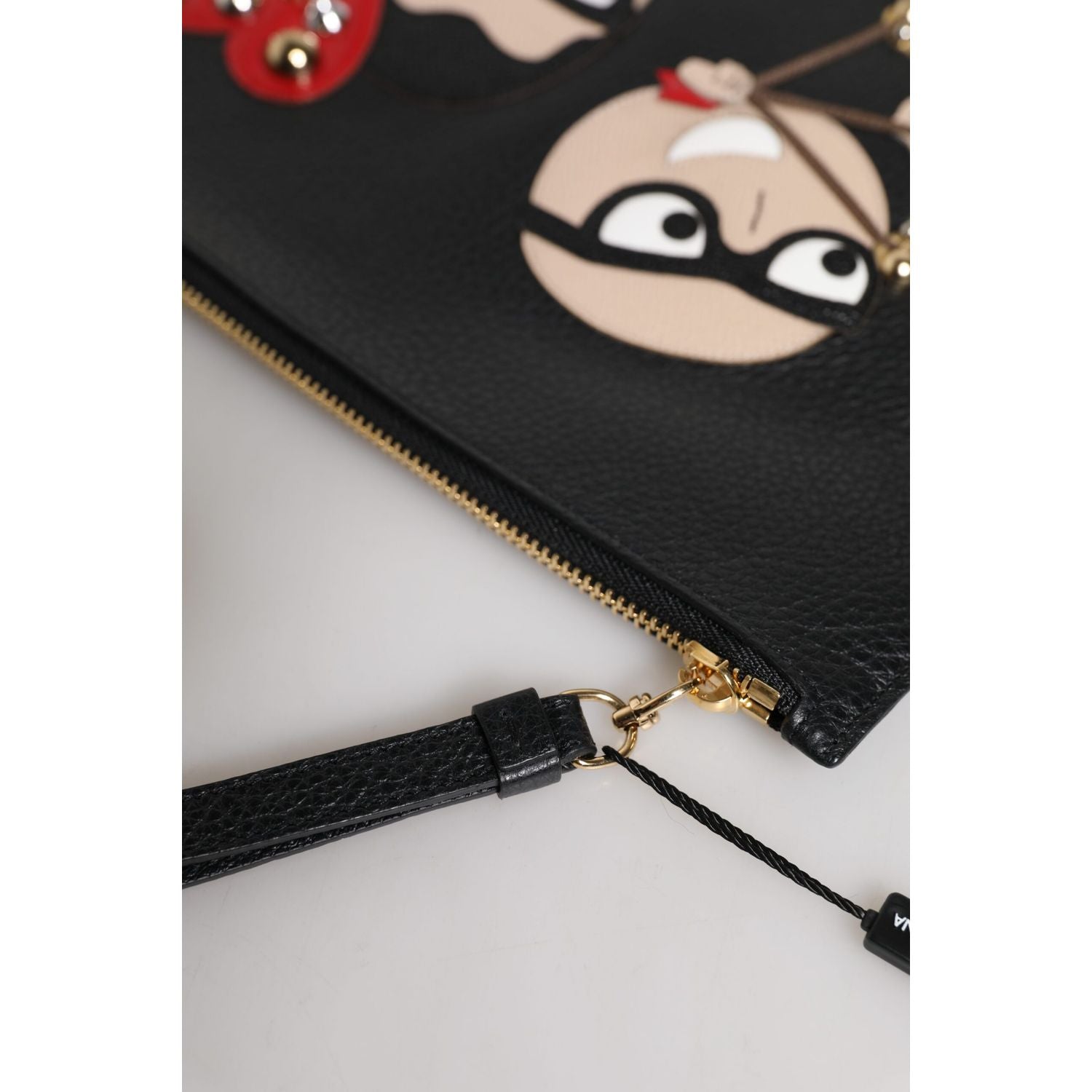 Dolce & Gabbana Black #DGFamily Embellished Leather Clutch Bag