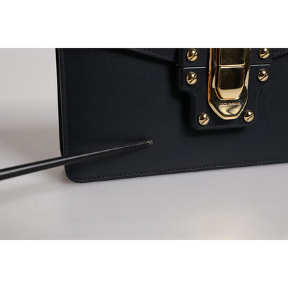 Dolce & Gabbana Black Calfskin Leather Shoulder Strap Bag