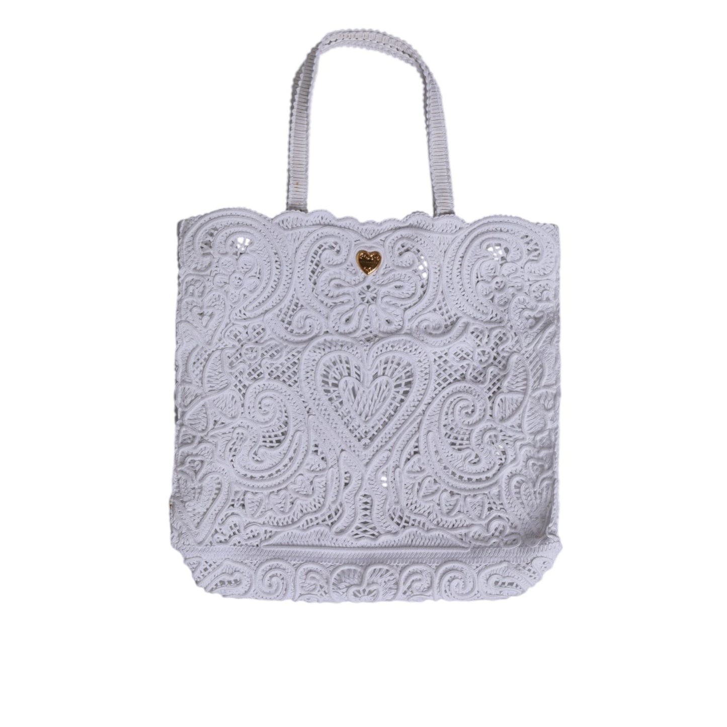 Dolce & Gabbana White Cordonetto Lace Beatrice Tote Shopping Bag