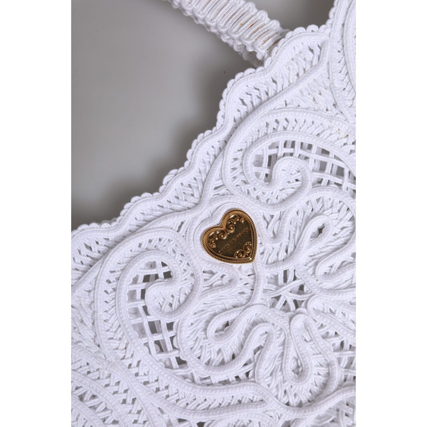 Dolce & Gabbana White Cordonetto Lace Beatrice Tote Shopping Bag