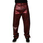 Dolce & Gabbana Red Leopard Cotton Straight Men Denim Jeans PAN75148-48