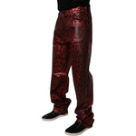 Dolce & Gabbana Red Leopard Cotton Straight Men Denim Jeans PAN75148-48