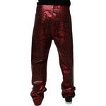 Dolce & Gabbana Red Leopard Cotton Straight Men Denim Jeans PAN75148-48