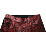 Dolce & Gabbana Red Leopard Cotton Straight Men Denim Jeans PAN75148-48