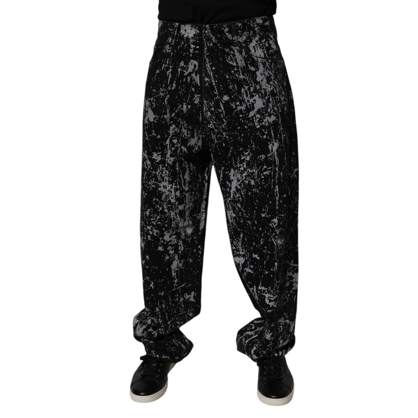 Dolce & Gabbana Black Tie Dye Cotton Straight Men Denim Jeans