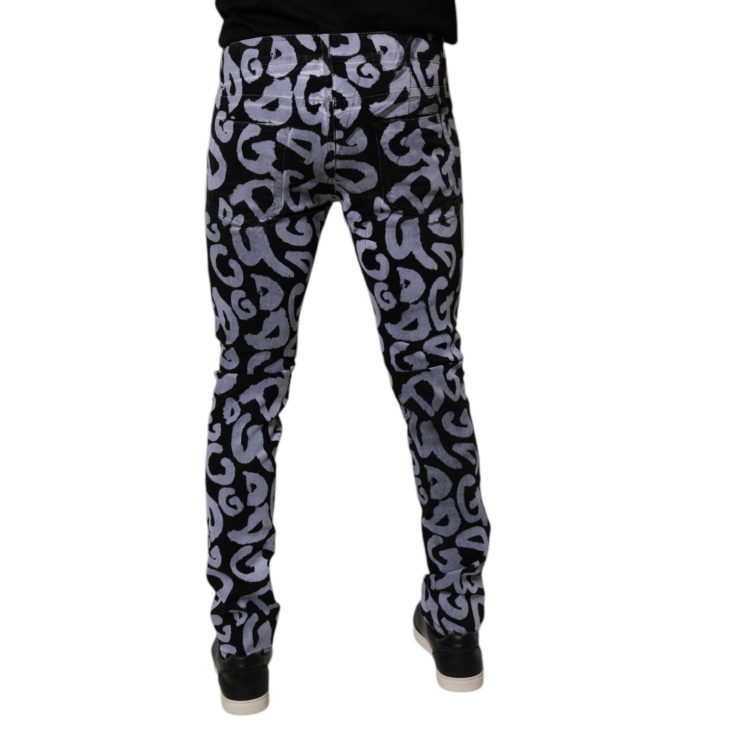 Dolce & Gabbana Black Logo Monogram Cotton Skinny Denim Jeans
