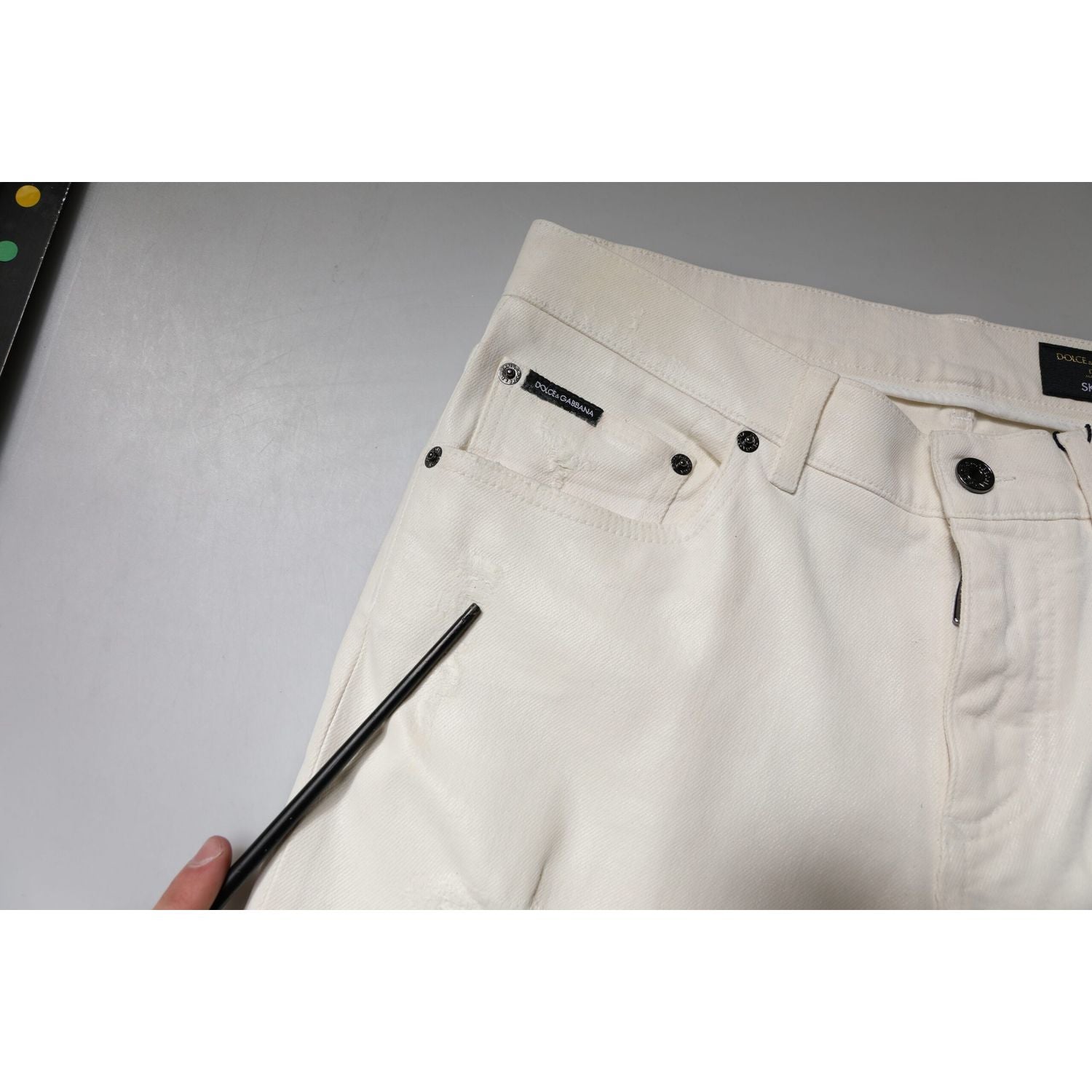 Dolce & Gabbana Off White Cotton Stretch Skinny Denim Jeans