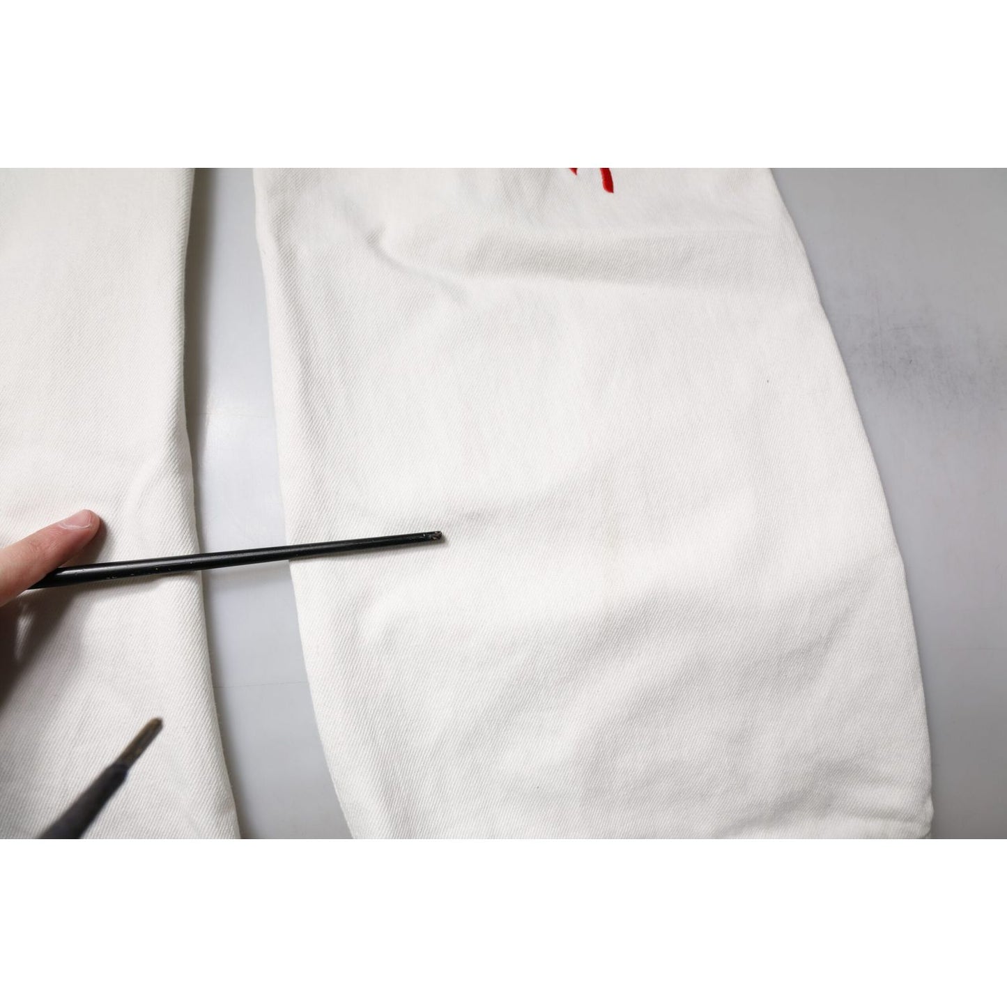 Dolce & Gabbana White Corals Tattered Straight Denim Jeans