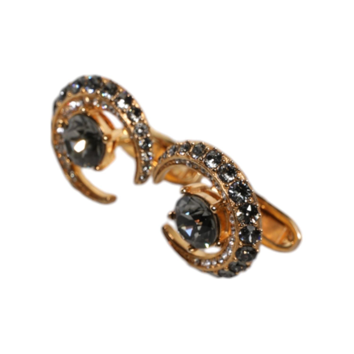 Dolce & Gabbana Brass Gold Black Crystal Luna Cufflink