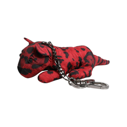 Dolce & Gabbana Red Black Polyester Animal Silhouette Keychain Keyring