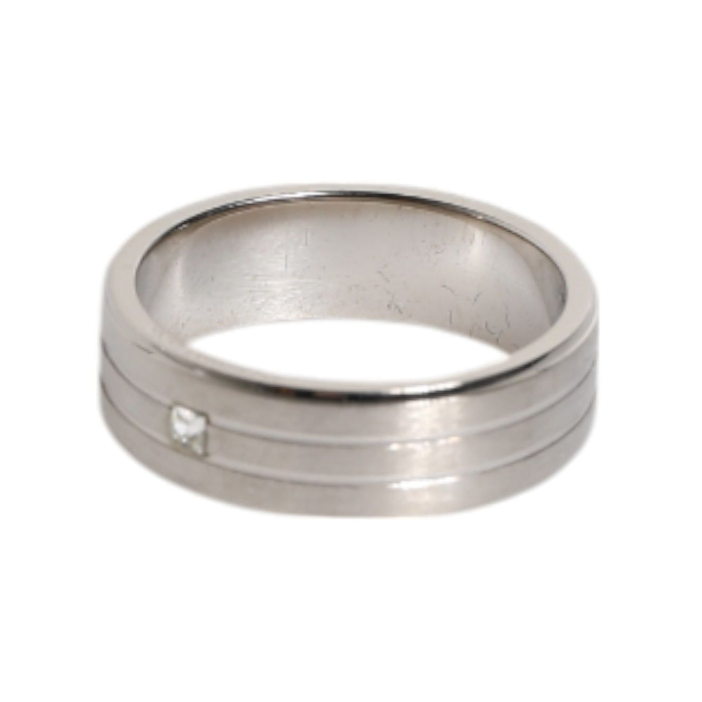 Dolce & Gabbana Silver Tone Brass Clear Crystal DG Logo Ring