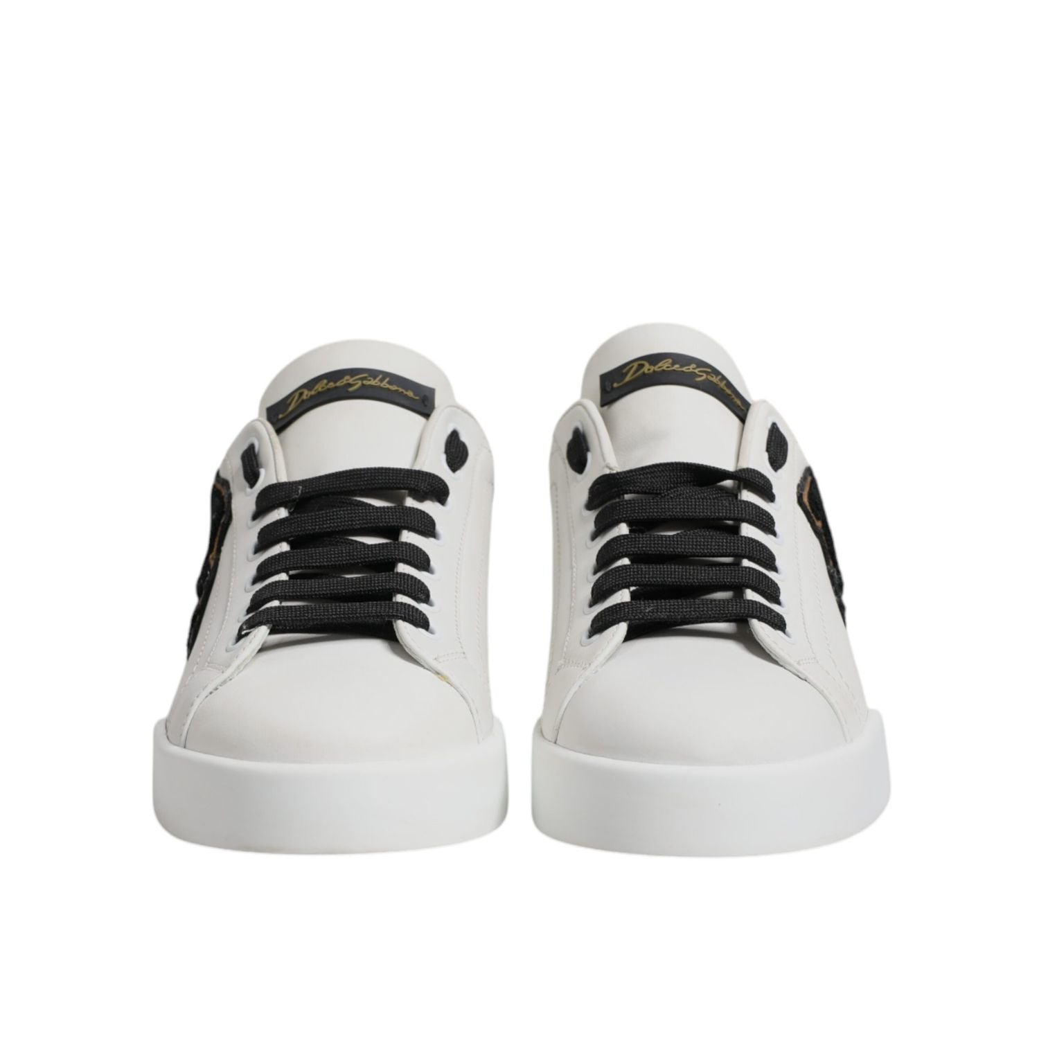 Dolce & Gabbana White Leather DG Logo Low Top Sneakers Shoes