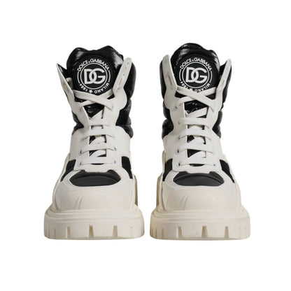 Dolce & Gabbana White Padded Mid Calf Lace Up Boots Shoes