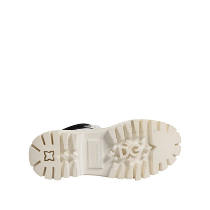 Dolce & Gabbana White Padded Mid Calf Lace Up Boots Shoes