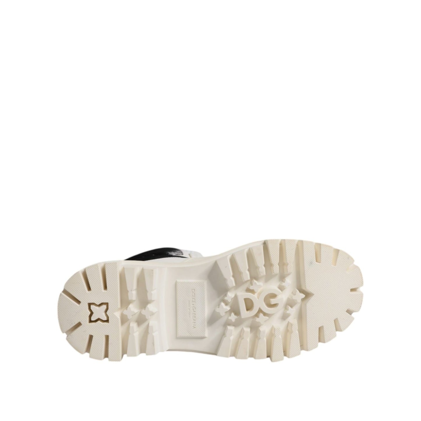 Dolce & Gabbana White Padded Mid Calf Lace Up Boots Shoes