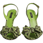 Dolce & Gabbana Green Python Leather Heels Sandals Shoes