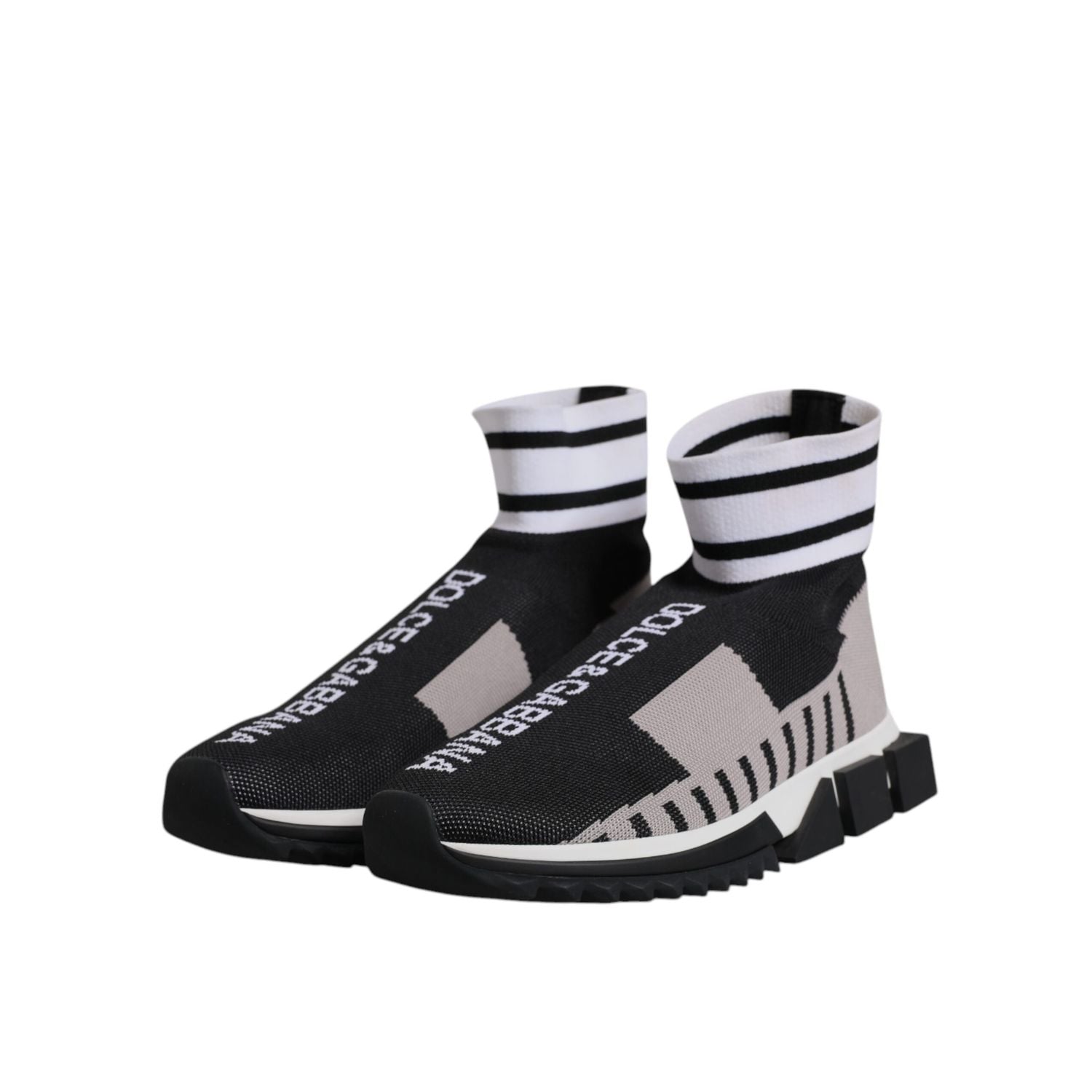 Dolce & Gabbana Black Gray Sorrento Socks Women Sneakers Shoes