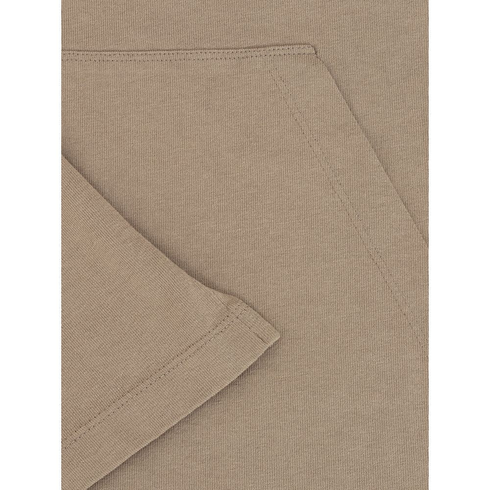 Close-up of the Dsquared² Beige Cotton T-Shirt showcasing the maxi front pocket and sleeve detail with 100% cotton texture.