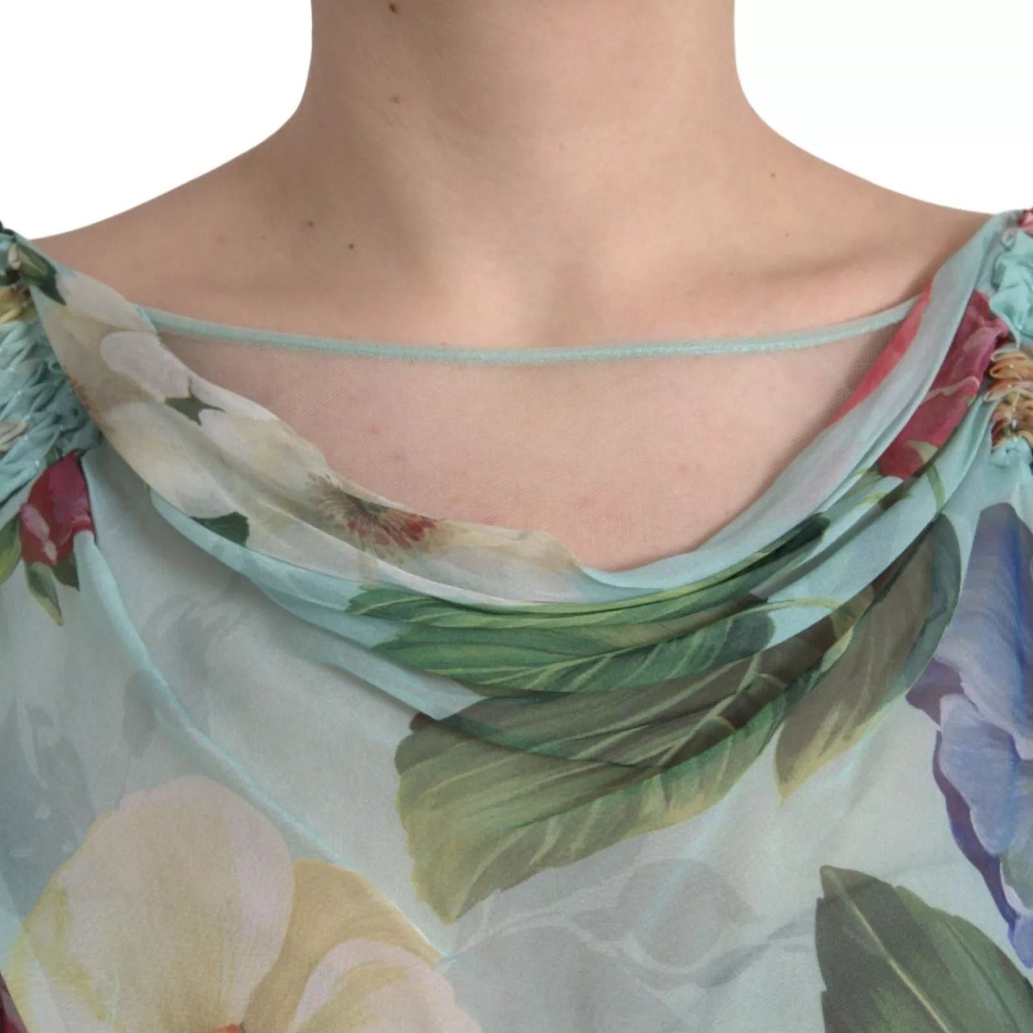 Dolce & Gabbana Blue Floral Print Tiered Long Maxi Dress DR81578-44