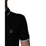 Dolce & Gabbana Black Cotton Crown Collared Polo T-shirt TSH84560-44