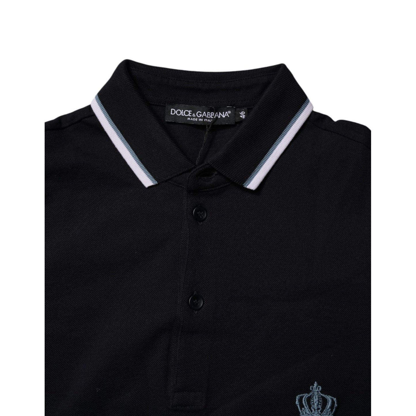 Dolce & Gabbana Black Cotton Crown Collared Polo T-shirt TSH84560-44