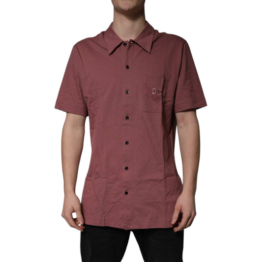 Dolce & Gabbana Dark Pink Button Down Casual Polo Men Shirt TSH84564-44