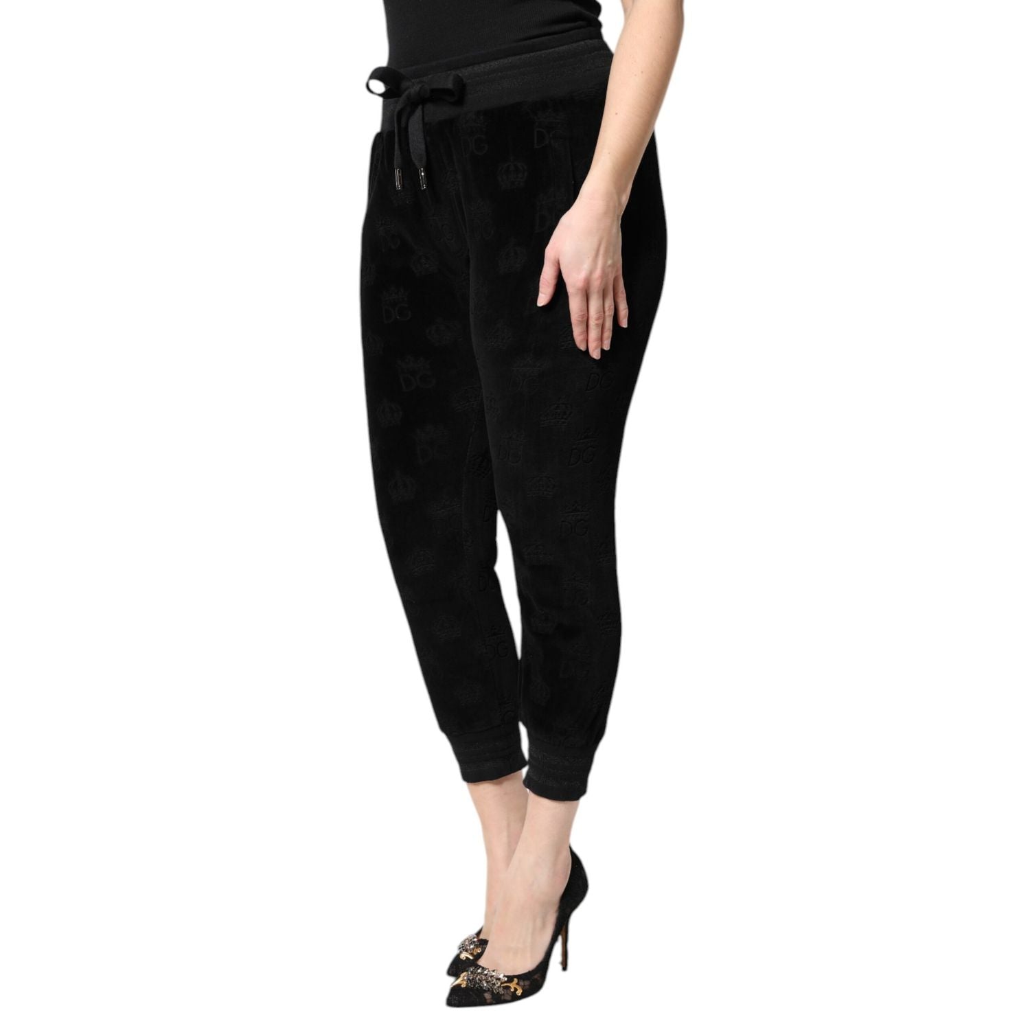 Dolce & Gabbana Black All-Over DG Logo Print Jogger Pants