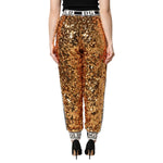 Dolce & Gabbana Metallic Gold DG Logo Sequined Jogger Pants PAN76266-38