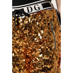Dolce & Gabbana Metallic Gold DG Logo Sequined Jogger Pants PAN76266-38
