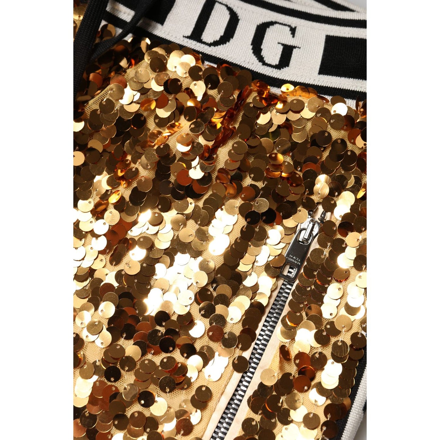 Dolce & Gabbana Metallic Gold DG Logo Sequined Jogger Pants PAN76266-38