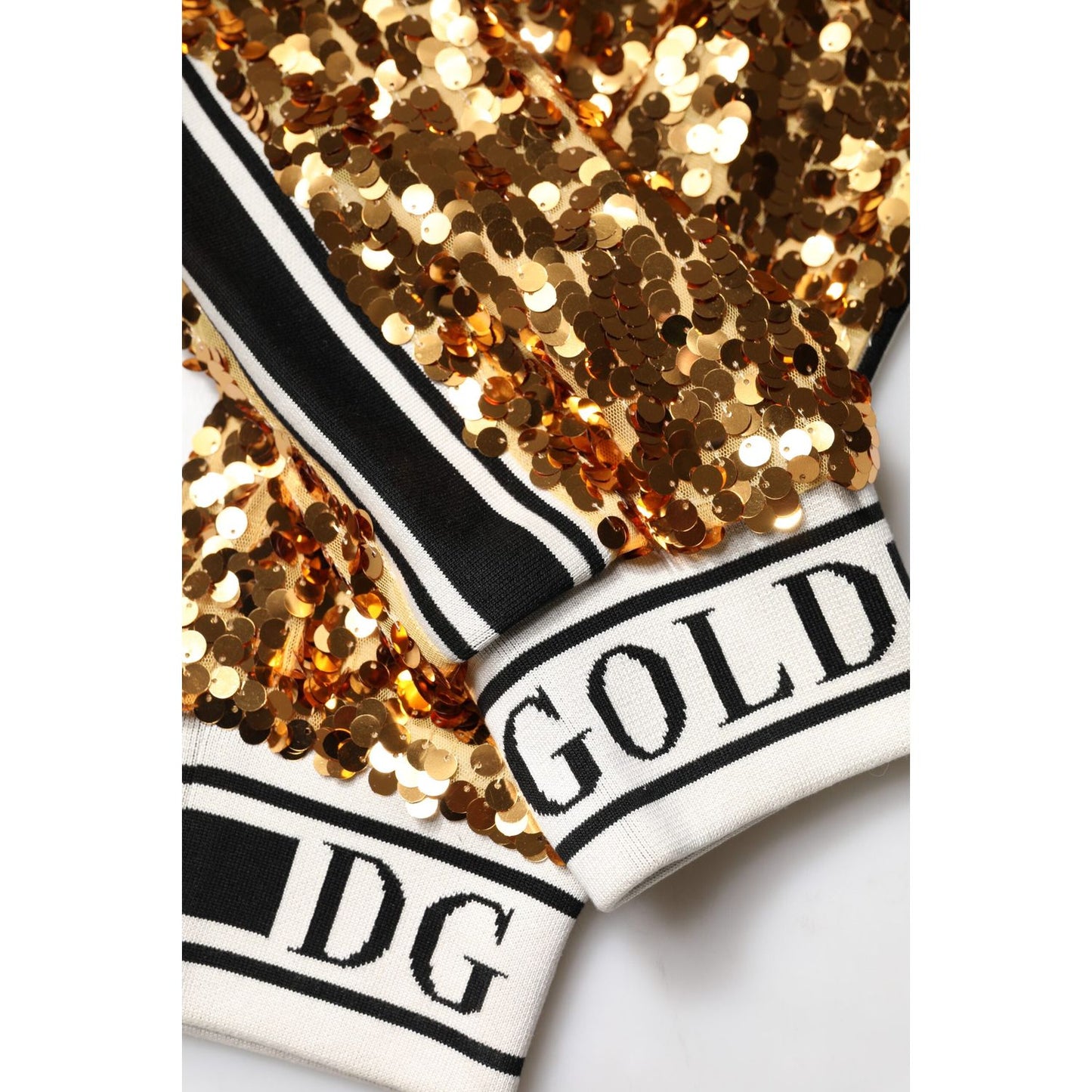 Dolce & Gabbana Metallic Gold DG Logo Sequined Jogger Pants PAN76266-38