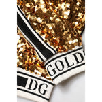 Dolce & Gabbana Metallic Gold DG Logo Sequined Jogger Pants PAN76266-38
