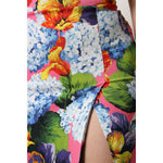 Dolce & Gabbana Multicolor Floral Print High Waist Midi Skirt