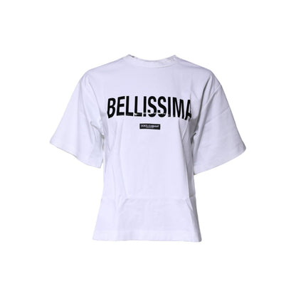 Dolce & Gabbana White Bellissima Cotton Crew Neck T-shirt