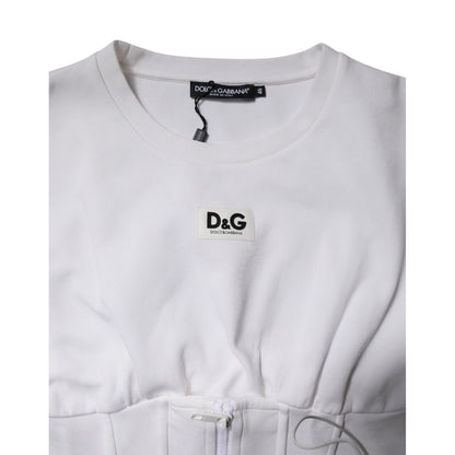 Dolce & Gabbana White Cotton Blend 3/4 Sleeves Blouse Top