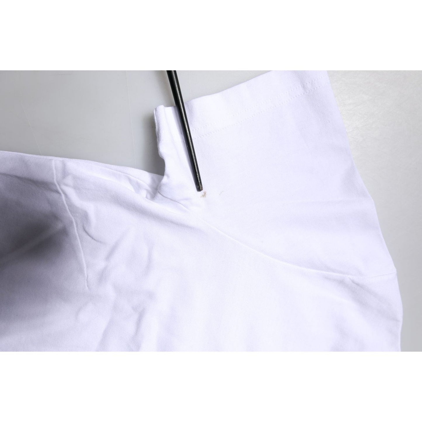 Dolce & Gabbana White Printed Round Neck Top Cotton T-shirt