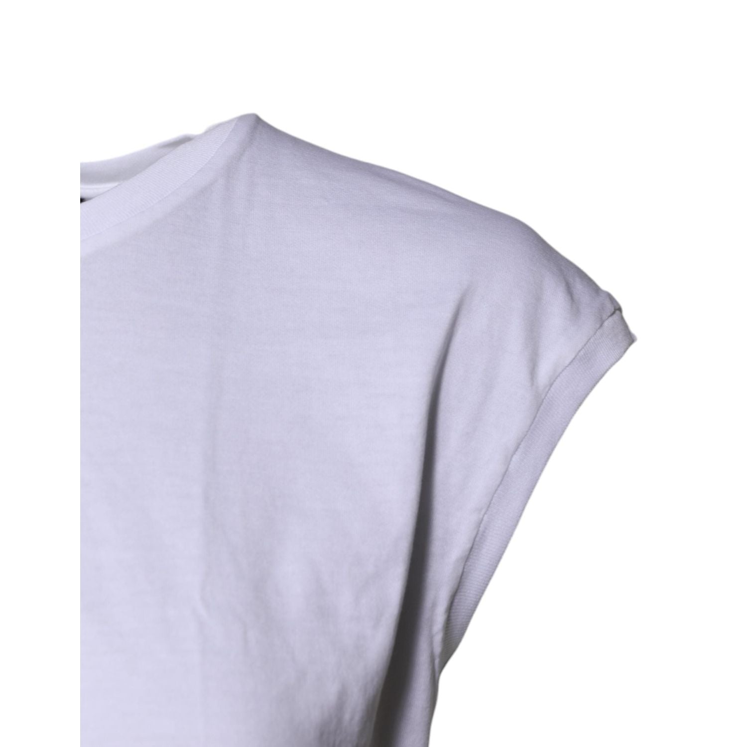 Dolce & Gabbana White Cotton Sleeveless Round Neck Tank Top