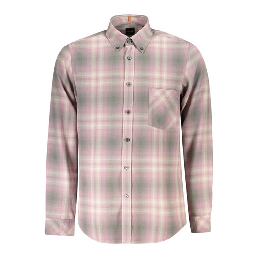 Hugo Boss Pink Cotton Men Shirt BO-34549-XS