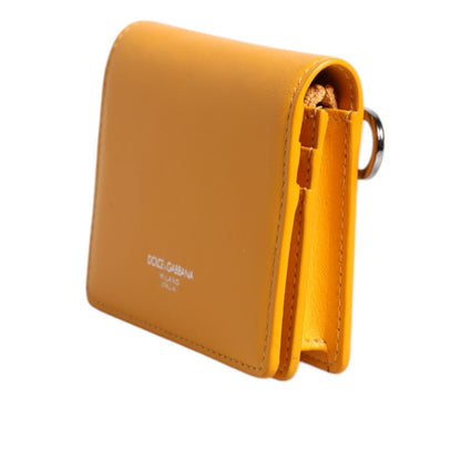 Dolce & Gabbana Yellow Leather Bifold Card Holder Crossbody Bag