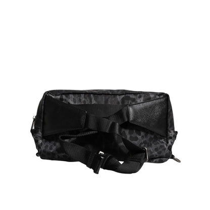 Dolce & Gabbana Black Gray Leopard DG Logo Belt Waist Fanny Pack Bag