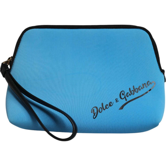Dolce & Gabbana Blue DG Logo Print Clutch Zip Borse Pouch Bag