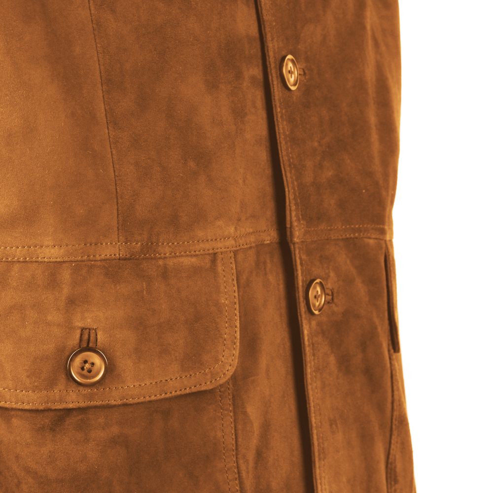 Emilio Romanelli Brown Calfskin Men Bomber Jacket