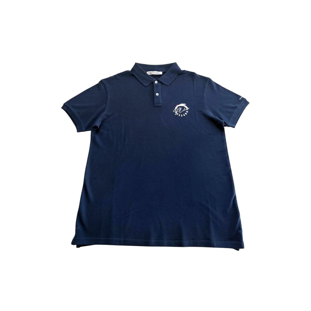 Trussardi Beachwear Blue Cotton Men's Polo Shirt