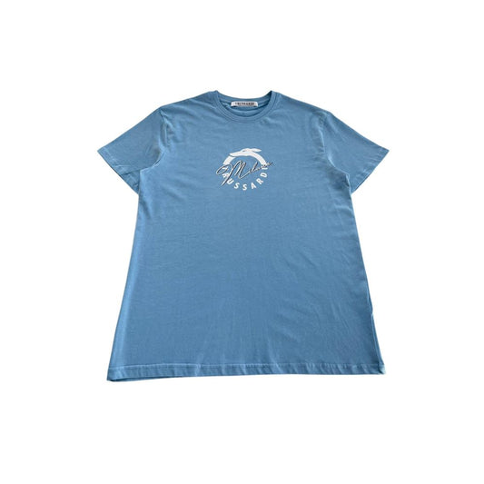 Trussardi Beachwear Light Blue Cotton Men T-Shirt