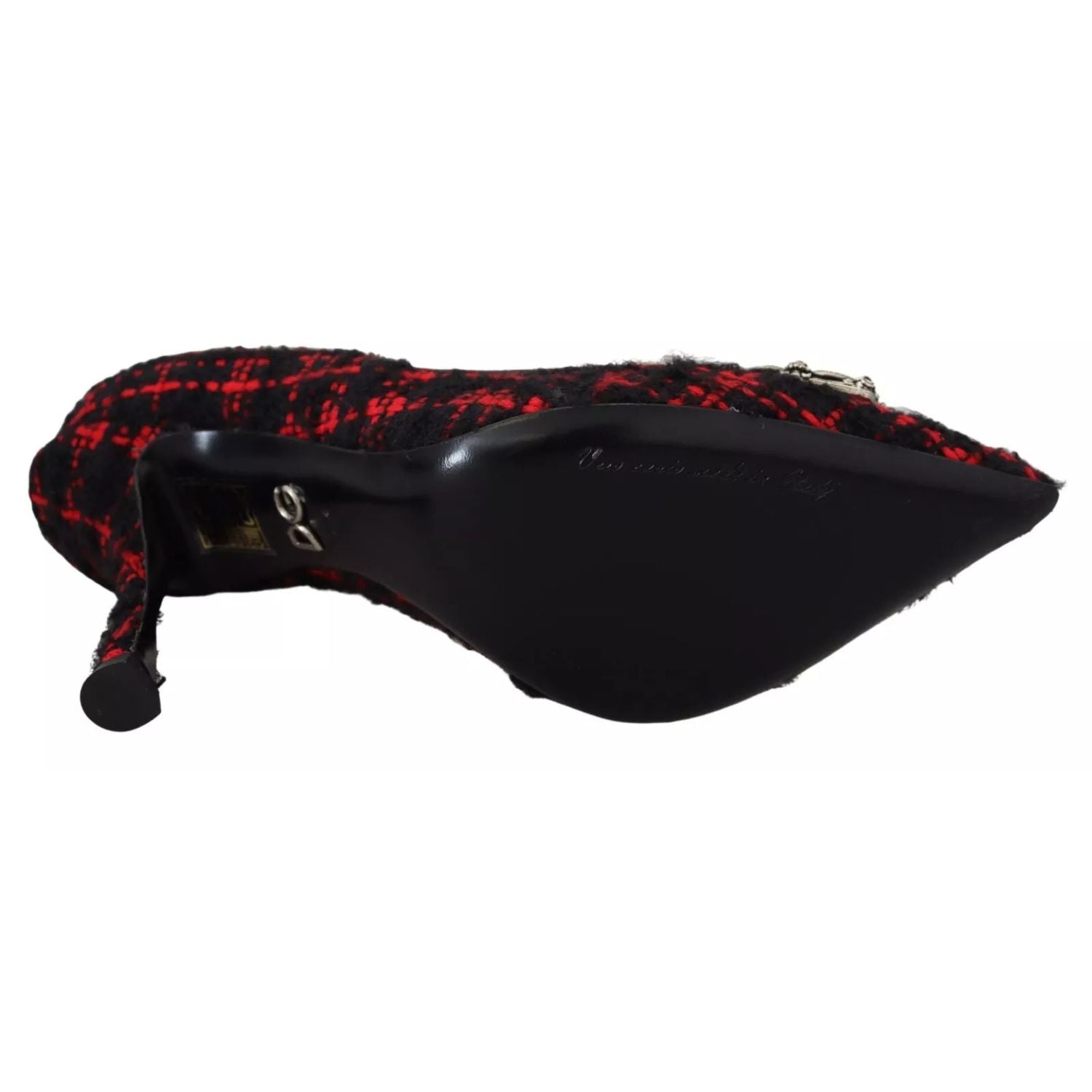 Dolce & Gabbana Red Black Tweed DG Amore Heels Pumps Shoes