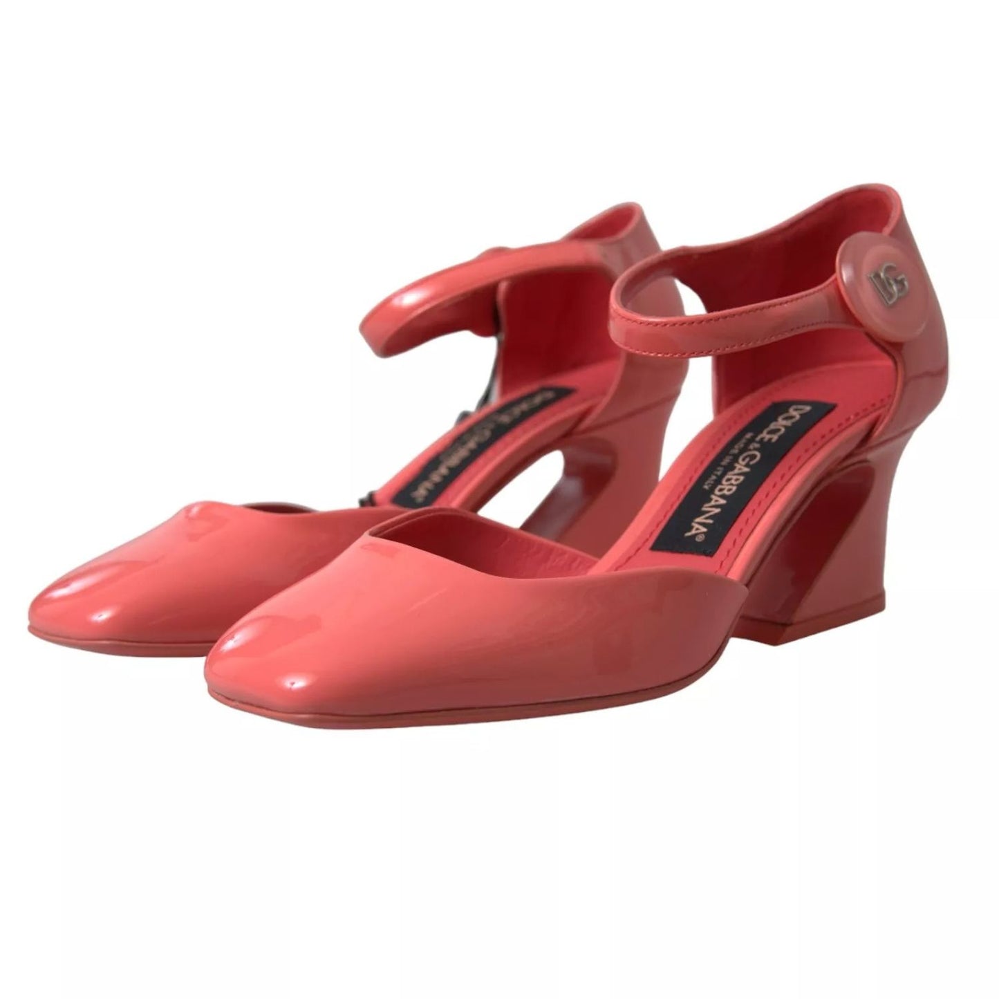 Dolce & Gabbana Peach Leather Ankle Strap Heels Sandals Shoes