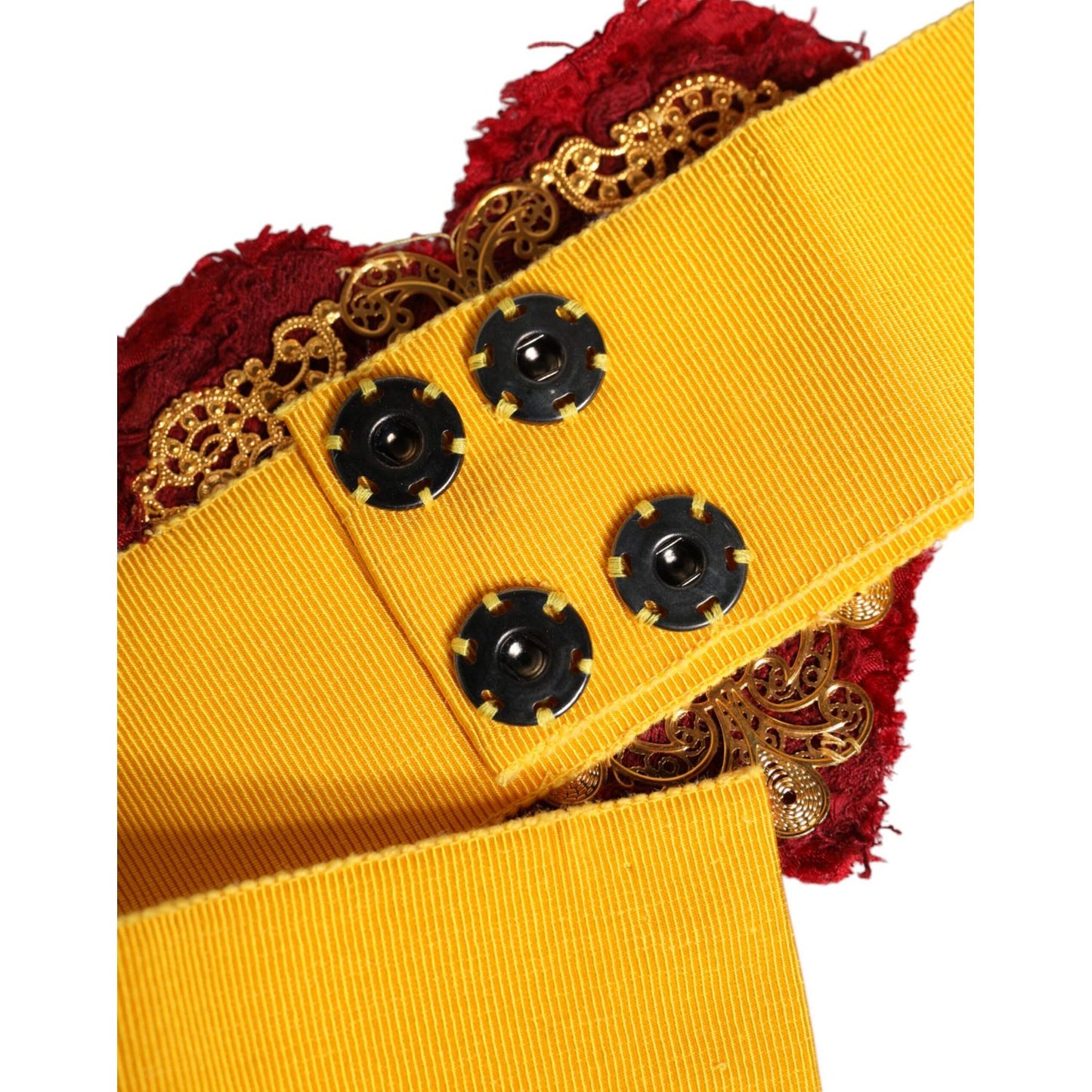 Dolce & Gabbana Yellow Stretch Wide Waist Heart Embellished Belt
